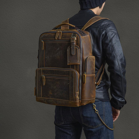 Mochila de Cuero Auténtico para Hombre - Diseño Moderno y Versátil