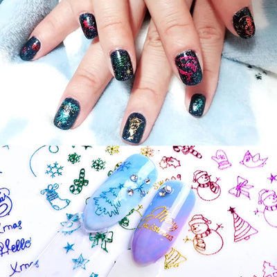 Stickers de Arte de Uñas Navideños con Láser - Diseño de Renos y Copos de Nieve - Image 9
