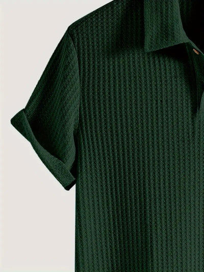 Camisa Casual de Punto Rombo con Solapa - Corte Holgado Manga Corta Hombre - Image 32