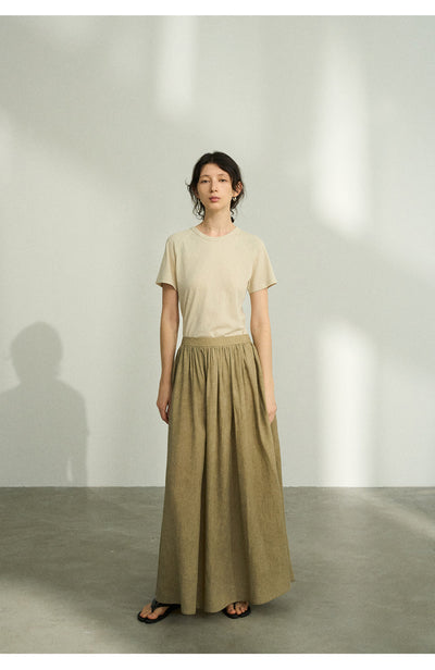 Falda Plisada Tencel Lino Efecto Desteñido con Volumen - Elegancia Moderna para Mujer - Image 17