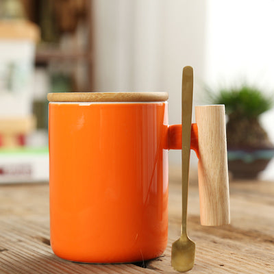Taza de Cerámica Recta con Asa de Madera - Image 9