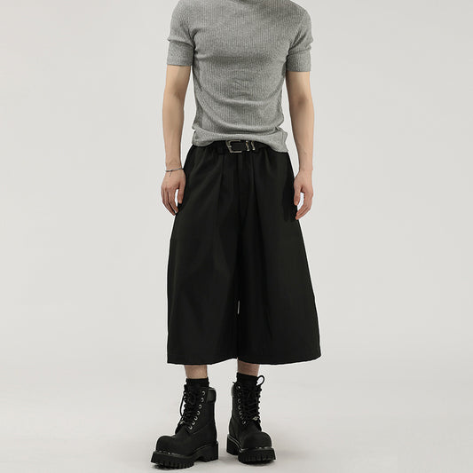 Pantalones Cortos de Vestir con Pliegues y Caída Ancha para Hombre