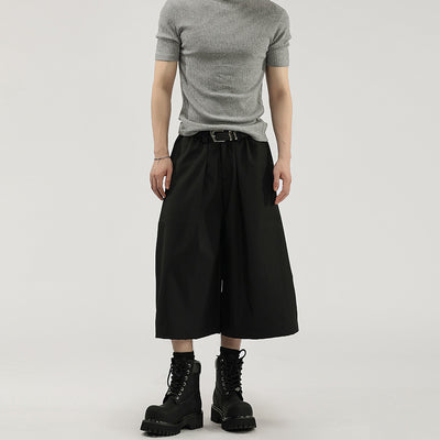 Pantalones Cortos de Vestir con Pliegues y Caída Ancha para Hombre
