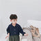 Camisa Infantil Estilo Japonés Retro con Mangas Murciélago y Solapa de Algodón Lino