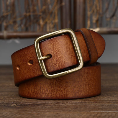 Cinturón de Cuero Genuino para Hombre con Hebilla de Cobre - Estilo Vintage - Image 13
