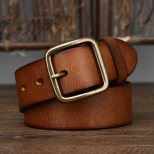 Cinturón de Cuero Genuino para Hombre con Hebilla de Cobre - Estilo Vintage - Image 13