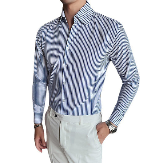 Camisa de Vestir Hombre Talla Grande a Rayas sin Planchado - Image 5