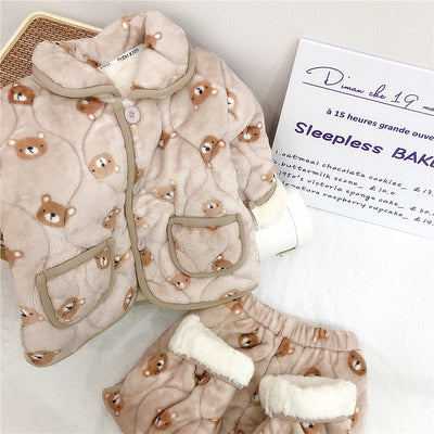 Pijama Infantil de Forro Polar Coral Grueso de Tres Capas - Image 4