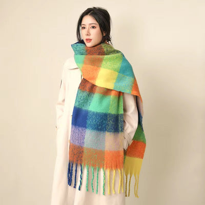 Bufanda Mohair Cálida de Cuadros Versátil - Estilo Europeo - Image 3