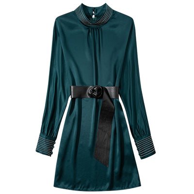 Vestido Midi de Satén Acetato Elegante para Primavera - Image 8