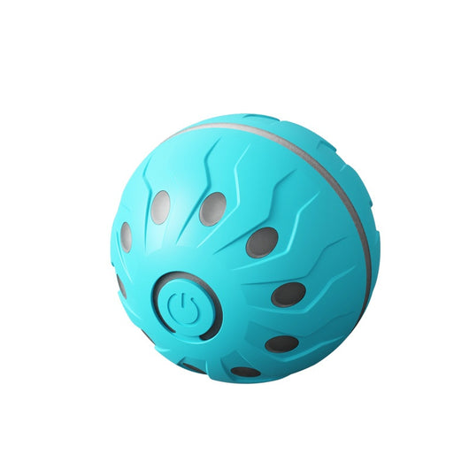 Orange-red automatic pet toy ball with a textured surface and a power button, designed for dogs. - Image 5