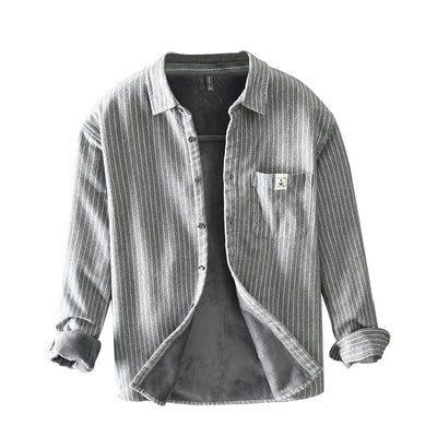 Chaqueta Camisa de Forro Polar Rayada para Hombre - Image 10