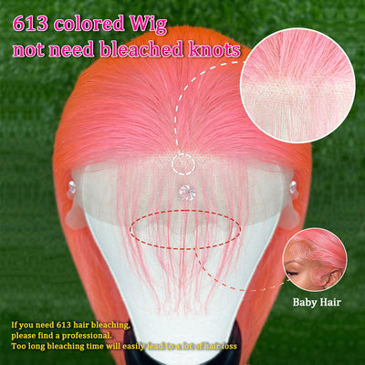 Peluca Frontal de Encaje 13x4 Cabello Natural Liso Rosa Claro con Banda - Image 9