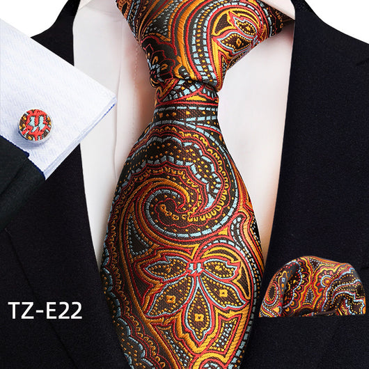 Set de 3 Piezas: Corbata Paisley, Pañuelo de Bolsillo y Gemelos - Image 27