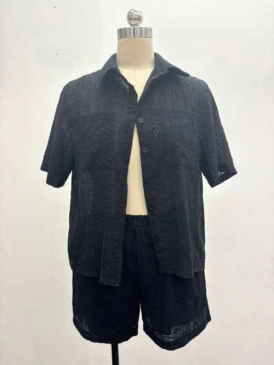Blusa Corta con Cuello de Solapa y Detalles Calados para Mujer - Image 13