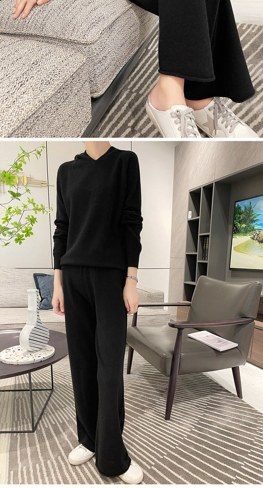 Conjunto Holgado de Punto: Sudadera con Capucha y Pantalón Ancho - Image 9