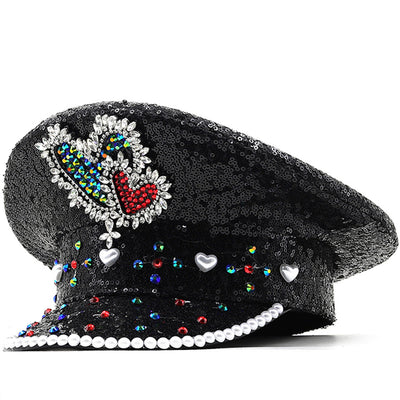 Gorra de Ala Ancha con Lentejuelas - Visor Diamond para Escenario y Presentaciones - Image 3
