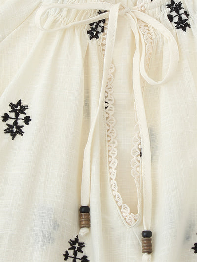 Blusa Casual Holgada con Encaje y Bordado - Manga Larga Estilo Europeo - Image 16