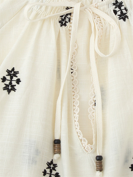 Blusa Casual Holgada con Encaje y Bordado - Manga Larga Estilo Europeo - Image 16