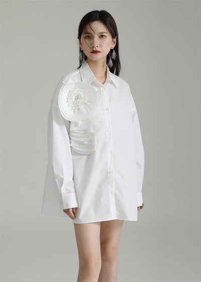 Blusa Larga con Falda Integrada - Diseño Floral 3D con Pliegues - Image 22