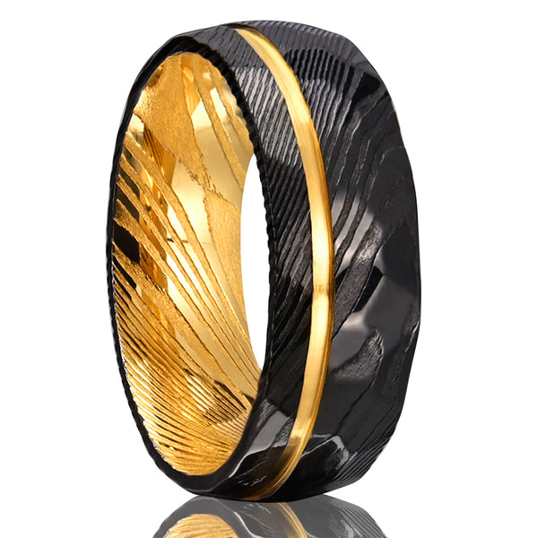 Anillo de Acero Damasco Bicolor Europeo Americano - Image 3