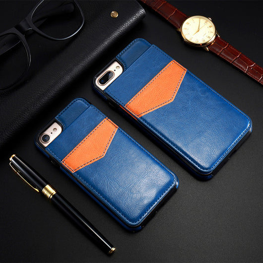 Funda Cartera de Cuero Retro Compatible con iPhone 8, 7, 6S, 6 Plus con Ranuras para Tarjetas