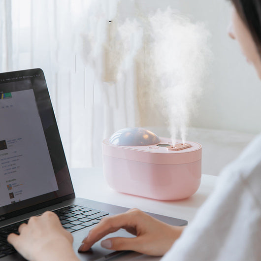 White USB star projector night light with a rotating dome, featuring a sleek design and a USB-C port. - Image 8