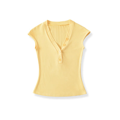 Playera Cuello V Ajustada de Manga Corta - Diseño Moderno y Favorecedor - Image 29
