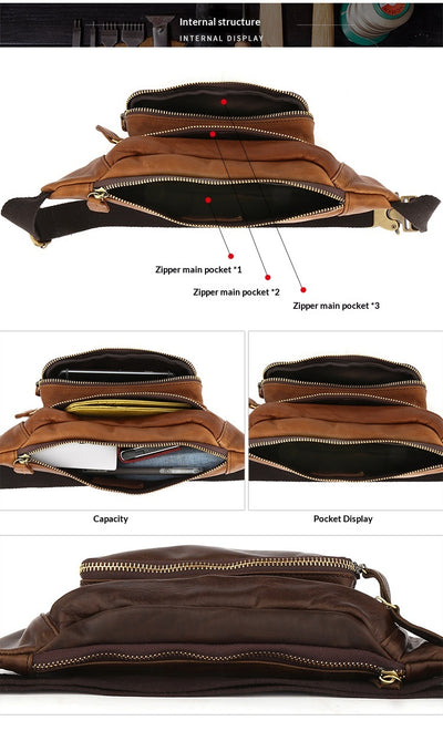 Bolsa Pecho Cuero Genuino Estilo Retro para Hombre - Image 14