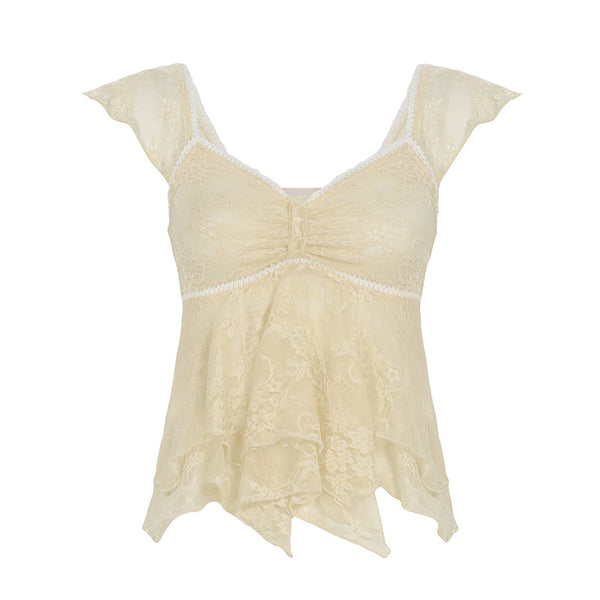 Blusa Elegante con Encaje Volantes Escote V Efecto Adelgazante - Image 5