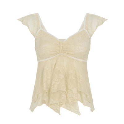 Blusa Elegante con Encaje Volantes Escote V Efecto Adelgazante - Image 5
