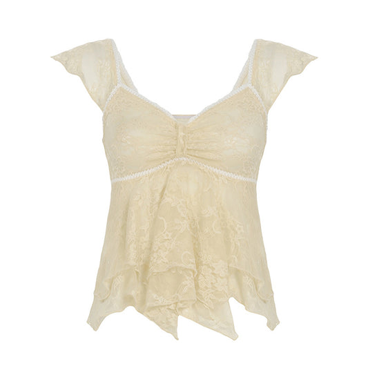 Blusa Elegante con Encaje Volantes Escote V Efecto Adelgazante - Image 5