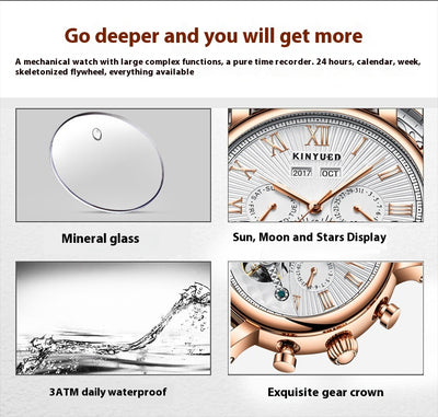 Reloj Mecánico Automático para Hombre en Cuero Auténtico con Diseño Calado - Image 11