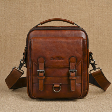 Bolsa Bandolera de Cuero Genuino Estilo Retro para Hombre - Image 9