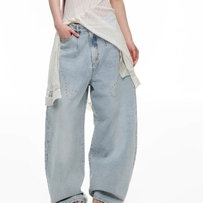 Jeans de Trabajo Pesado para Mujer con Detalles Vintage Estampados - Image 5