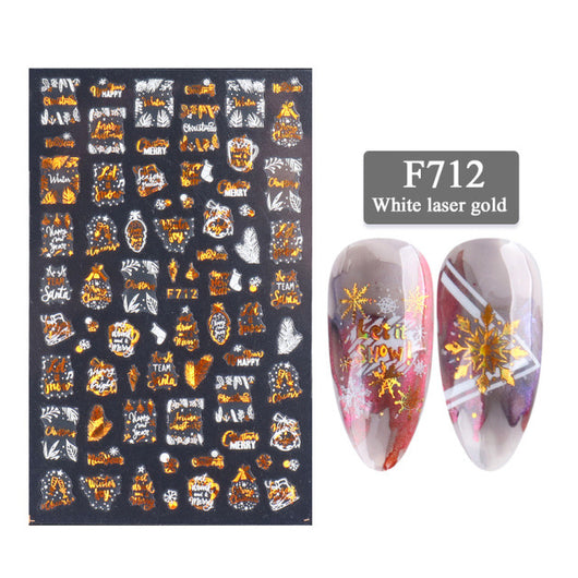 Stickers de Uñas 3D Serie Navideña - Diseño Láser Dorado Copo de Nieve - Image 5