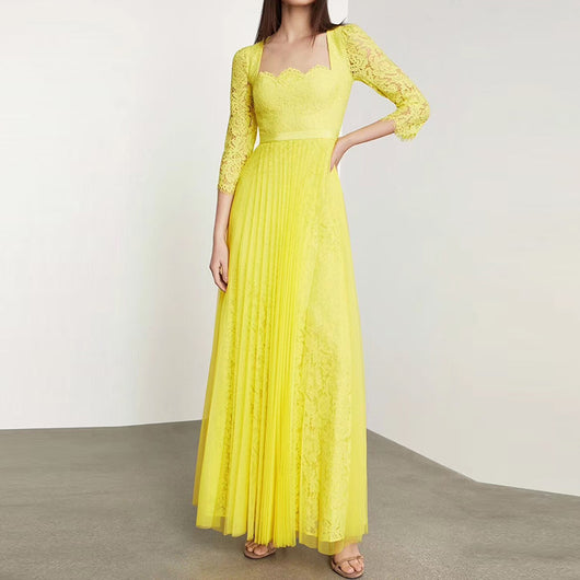 Vestido Retro Elegante con Encaje y Cuello Cuadrado para Fiestas - Image 11