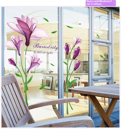 Vinilo Decorativo Flor Púrpura Autoadhesivo Romántico para TV - Image 10