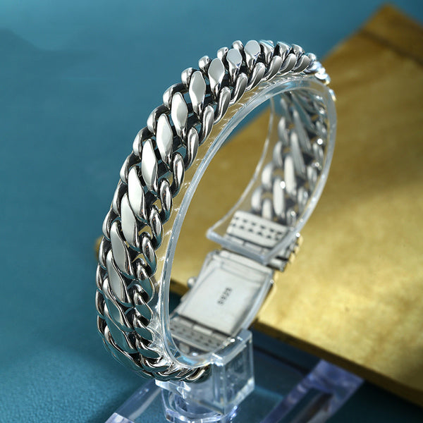 Pulsera de Plata S925 Tipo Grueso Semicircular para Hombre