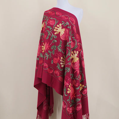 Chal de Cachemira con Bordado de Flor de Granada - Image 12