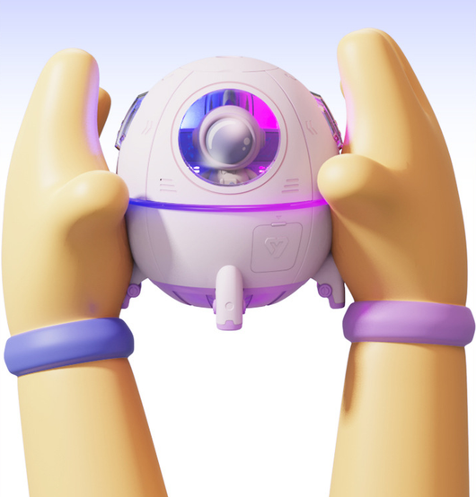 White USB astronaut humidifier shaped like a rocket, emitting mist, with a small astronaut figure inside a clear dome. - Image 18