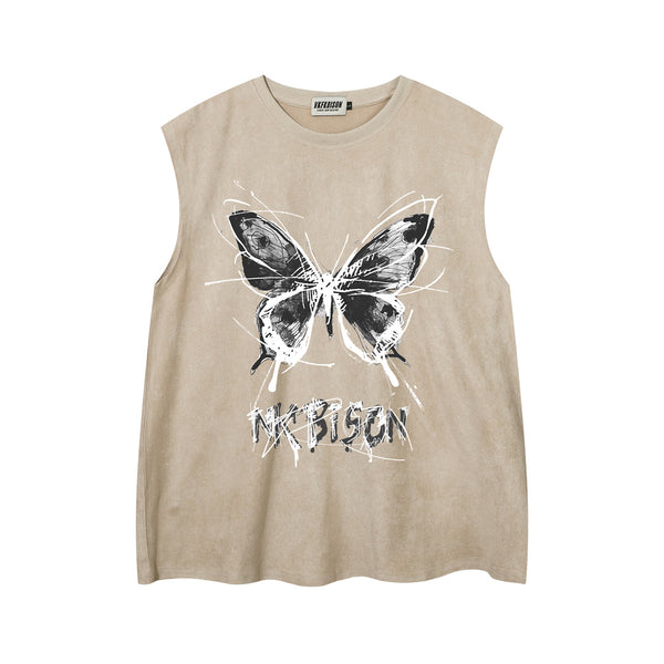 Playera Chaleco con Estampado de Mariposas para Hombre