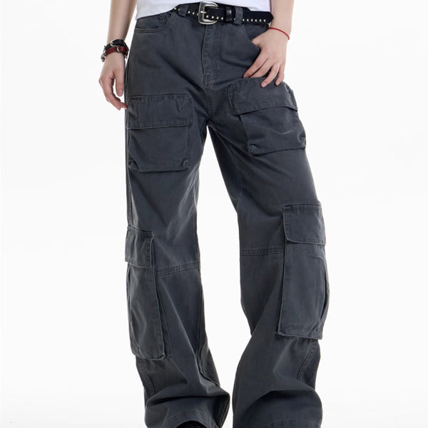 Pantalones Cargo Mujer Cintura Alta Pierna Ancha Casual