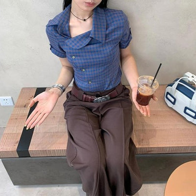 Camisa a Cuadros Estilo Retro Americano para Mujer Atrevida