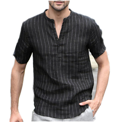 Camisa Polo Manga Corta a Rayas con Cuello Alto - Image 11