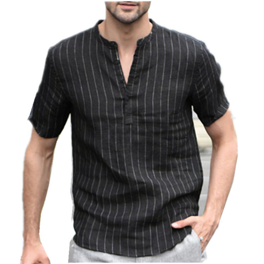 Camisa Polo Manga Corta a Rayas con Cuello Alto - Image 11