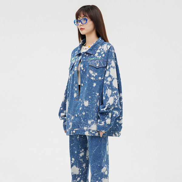 Chaqueta Denim Oversized Tie Dye con Lavado Artesanal