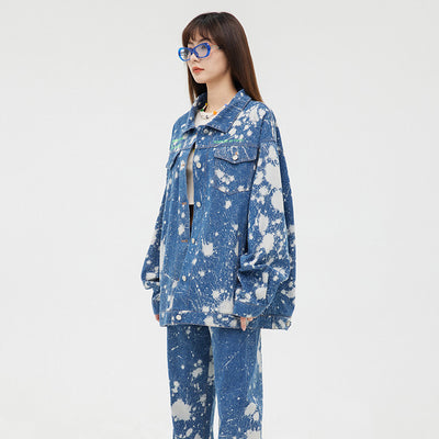 Chaqueta Denim Oversized Tie Dye con Lavado Artesanal