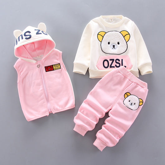 Pijama Infantil Coreano de Terciopelo - Osito Divertido de 3 Piezas - Image 9