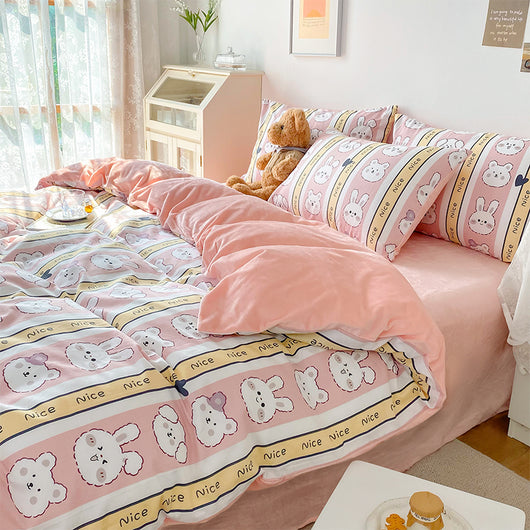 Juego de Sábanas de Franela Coral Velvet 4 Piezas - Algodón Suave para Cama Individual - Image 19